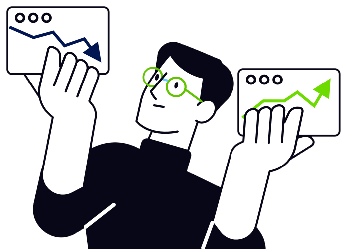 Image of a man comparing charts