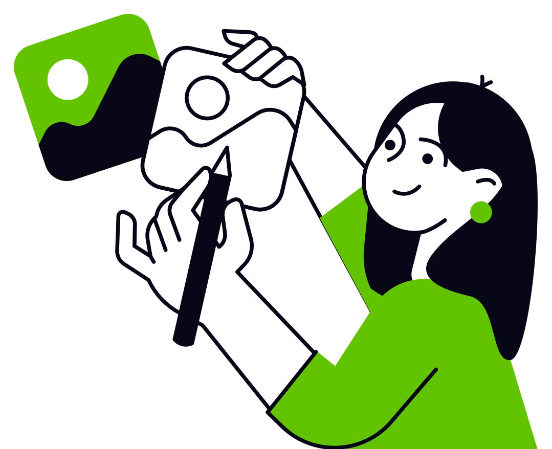 Image of a woman comparing designs