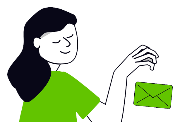 Image of a woman dropping an email