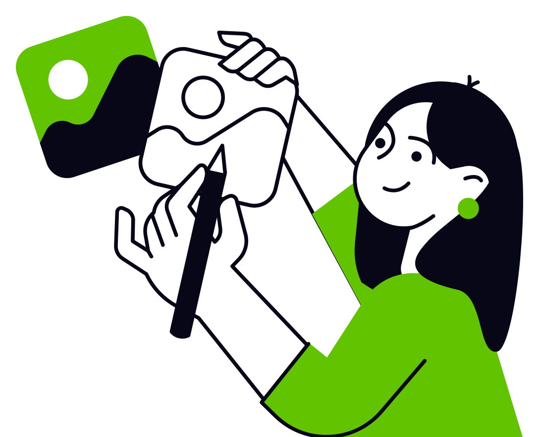 Image of a designer showing images
