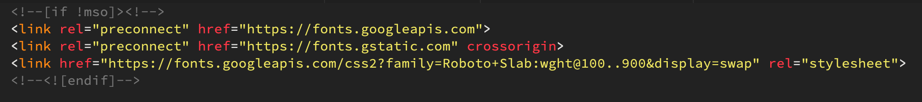 Example of Google Fonts call for email