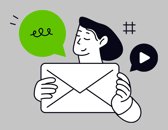 Illustration of person interacting with an email