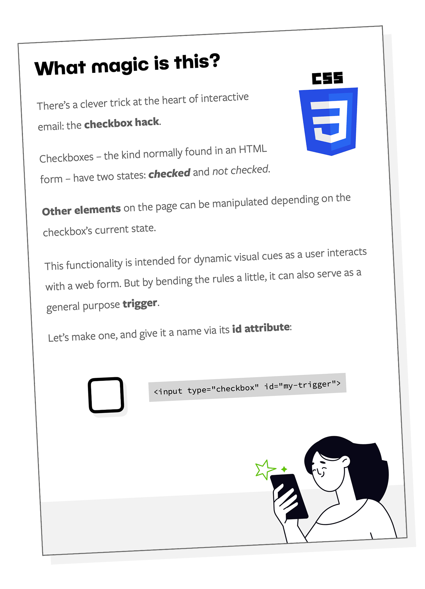 Page from the guide about the checkbox hack