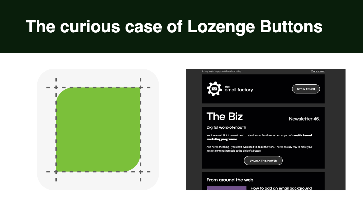 Depicts a lozenge button in email