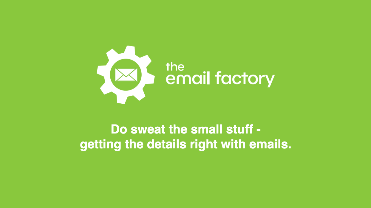 Introduction slide to Sweat the small stuff