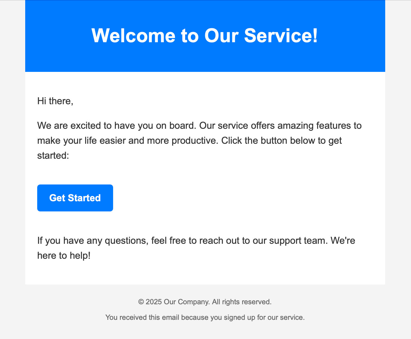 Screenshot of email in local web browser
