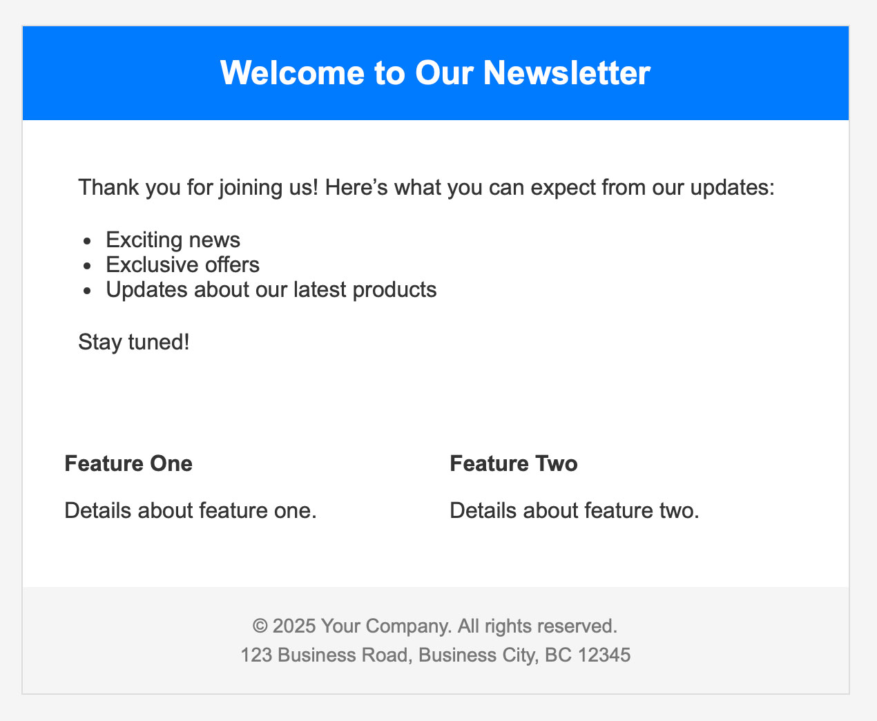 Screenshot of email in local web browser