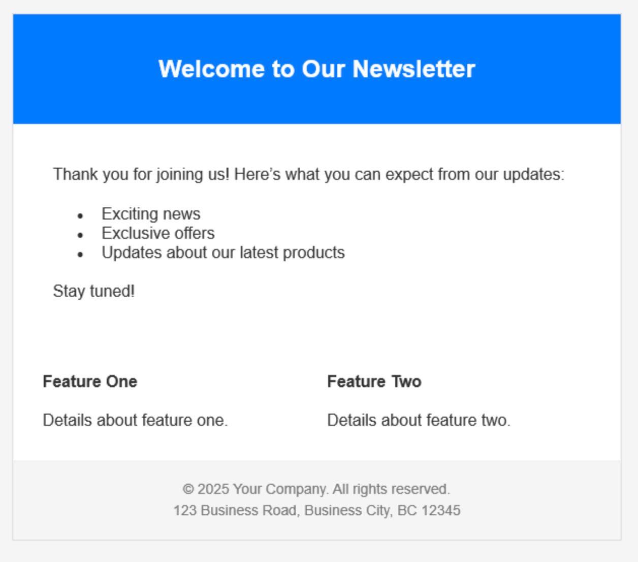 Screenshot of email as it appears in Outlook 2021