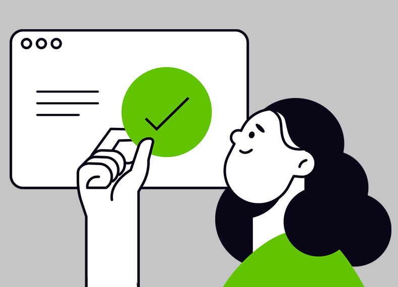 Illustration of a woman working with a document