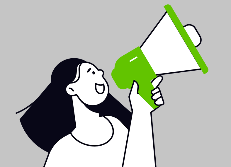 Image of someone speaking through a megaphone