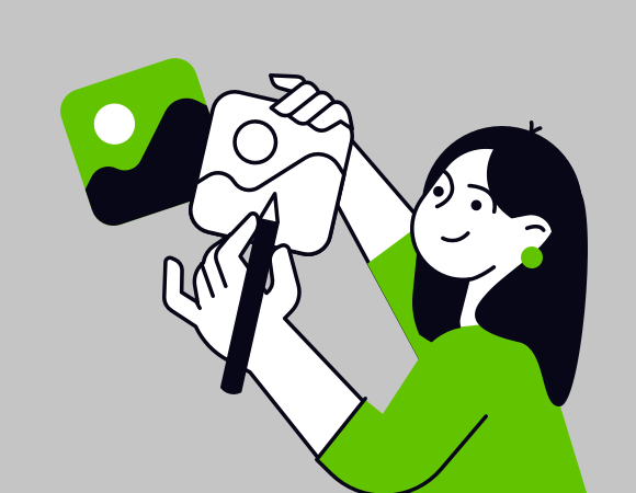 Illustration of a web designer at work