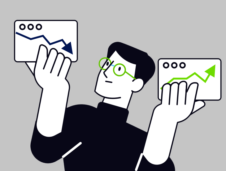 Illustration of a man comparing reports