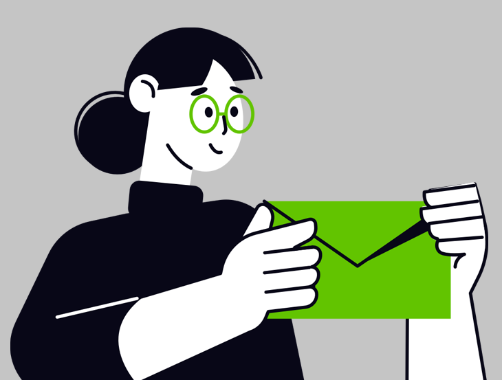 Illustration of a woman receiving an email