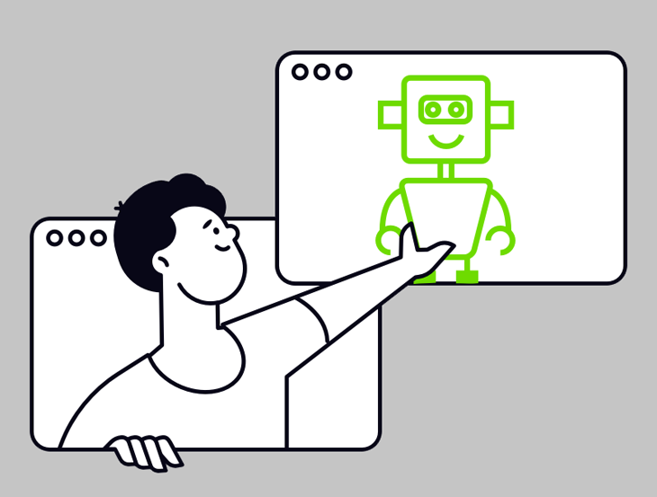 Illustration of man using generative AI